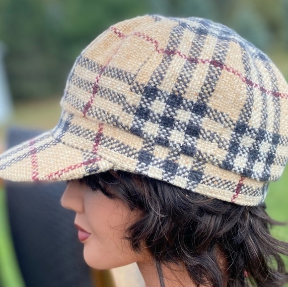 BURBERRY London Nova Check Newsboy Hat Wool/Angora/Cashmere blend slouchy Sz M - Picture 9 of 11